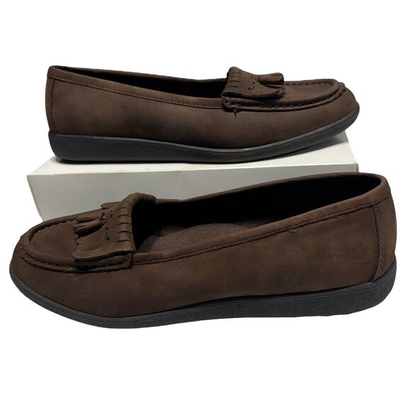 Eurosoft Brown Loafers Tassels Suede Leather Slip On Flats Comfort Mocs Size 7.5 - Picture 2 of 8